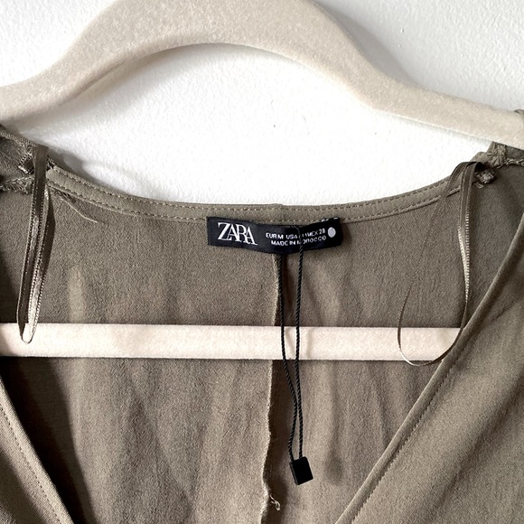 NWT Zara Olive Green Midi Dress - Picture 2 of 5